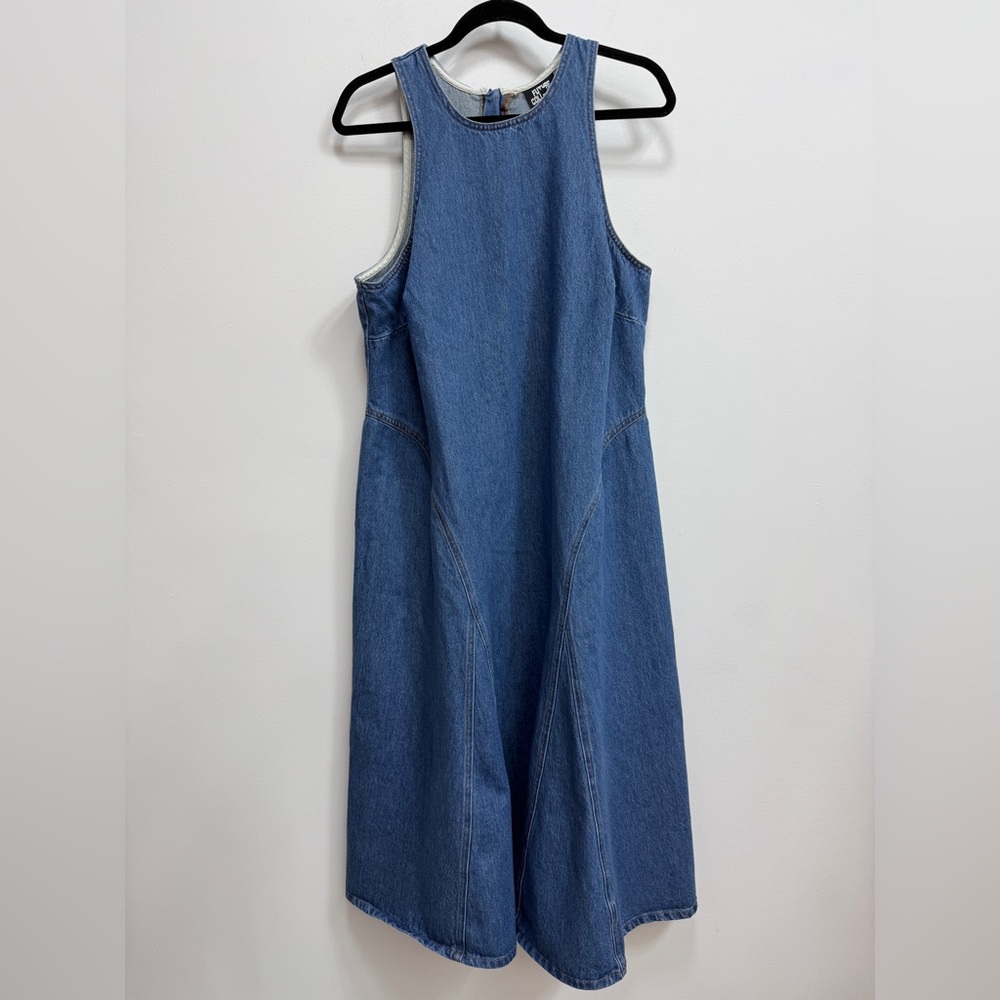 Future Collective Sleeveless Denim A-Line Midi Dress - Blue